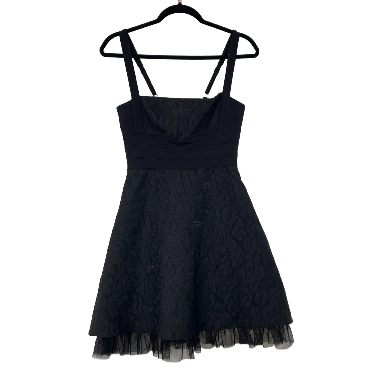 BCBGMAXAZRIA Women's Kaya Black Lace‎ Fit and Flare Mini Cocktail Dress Size 6 - Image 3