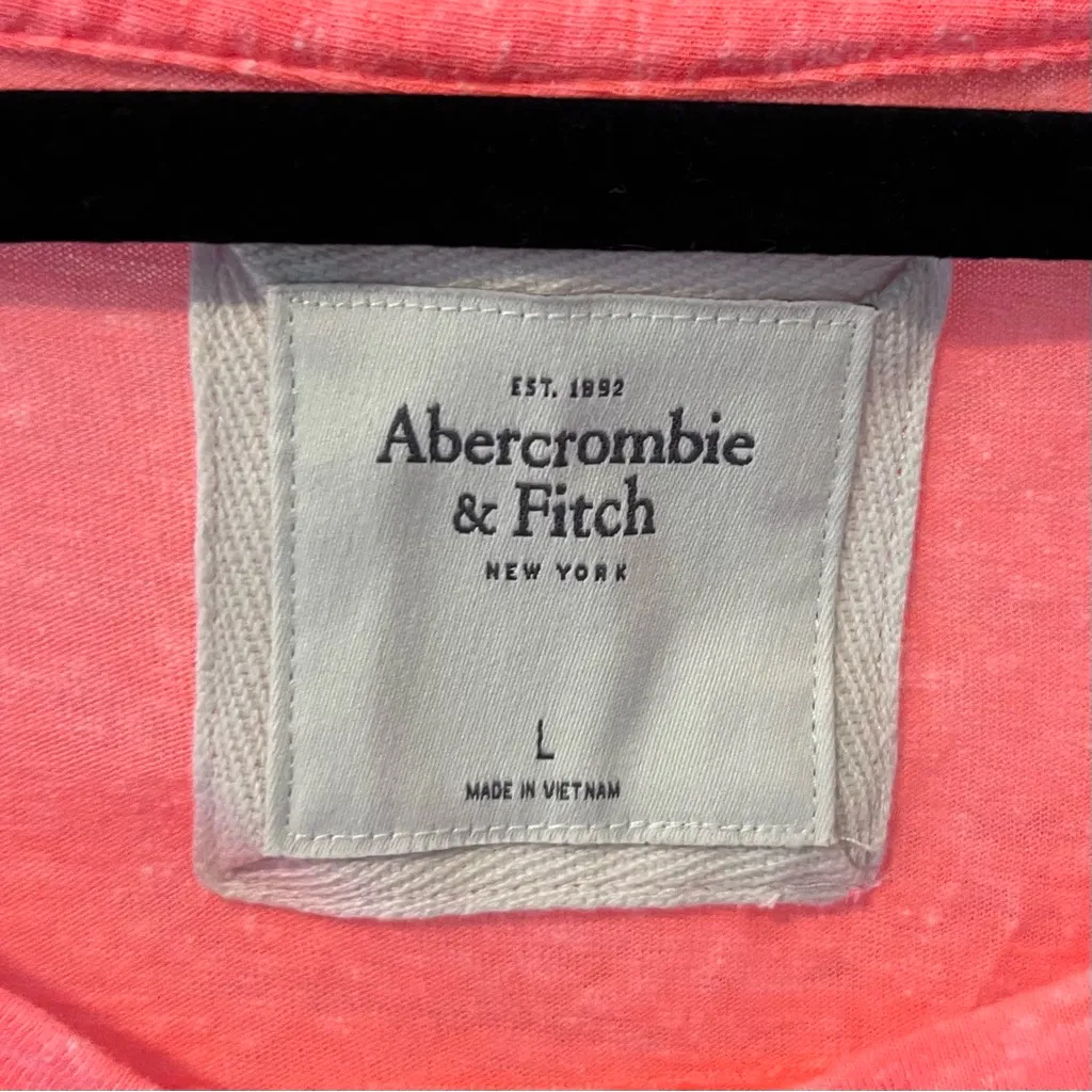 ABERCROMBIE & FITCH Neon Highlighter Coral Pink-Orange Shirt Large NWT - Image 5