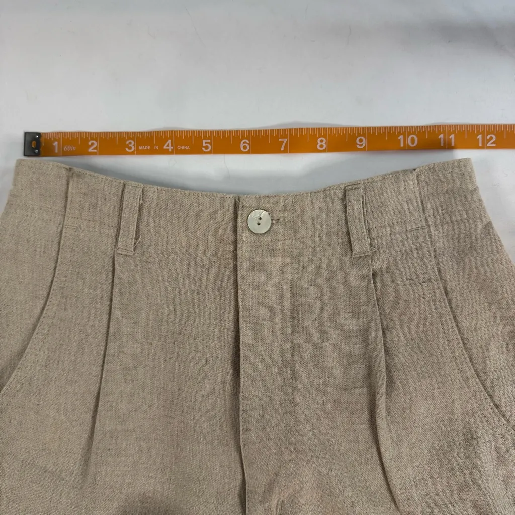 Sigrid Olsen  Essential Tan Linen Blend Bermuda Short Size 2 Pleated Pockets - Image 3