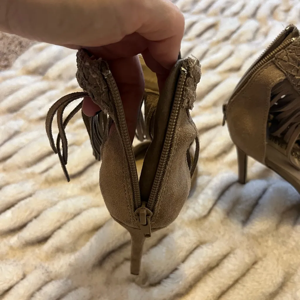 Steve Madden Tan Braided Fringe Heels - Image 3