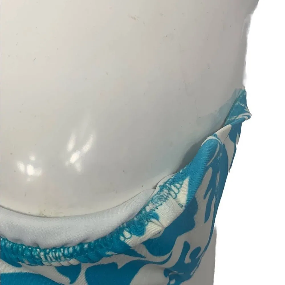 J. Crew Blue White Hawaiian Floral Bikini Top Size Small - Image 6