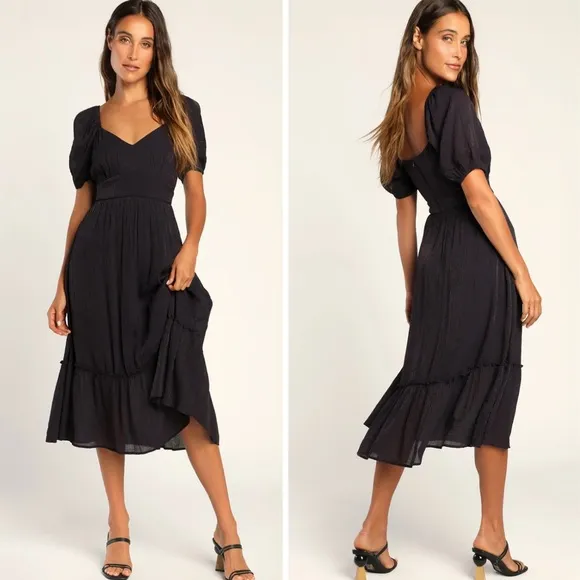 Lulus Simply A Sensation Midi Dress, NWT Blue Size M - Image 2