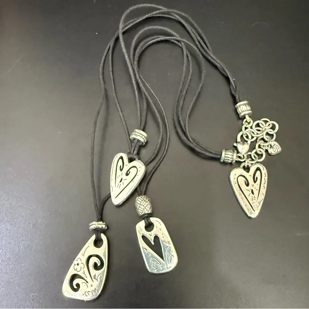 Retired BRIGHTON Brazilian Multi Cord Triple Heart Pendant Necklace - Image 4