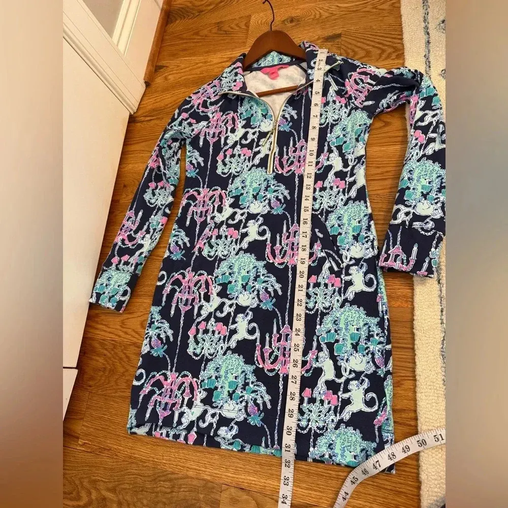 Lilly Pulitzer Skipper Dress Womens XXSmall Long Sleeve Pop Up Monkey Trouble - Image 13