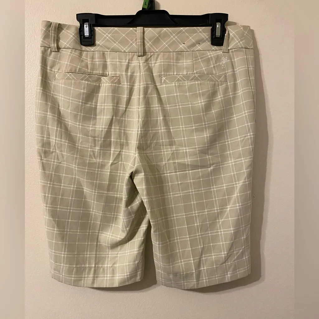 Womens Beige White Plaid Ashworth Golf Bermuda Shorts Size‎ 6 11” Inseam - Image 2