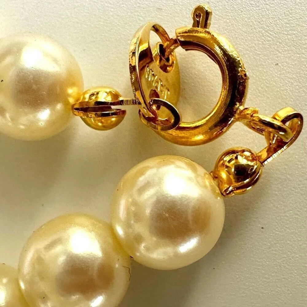 Vintage Faux Pearl floral beaded long necklace - Image 5