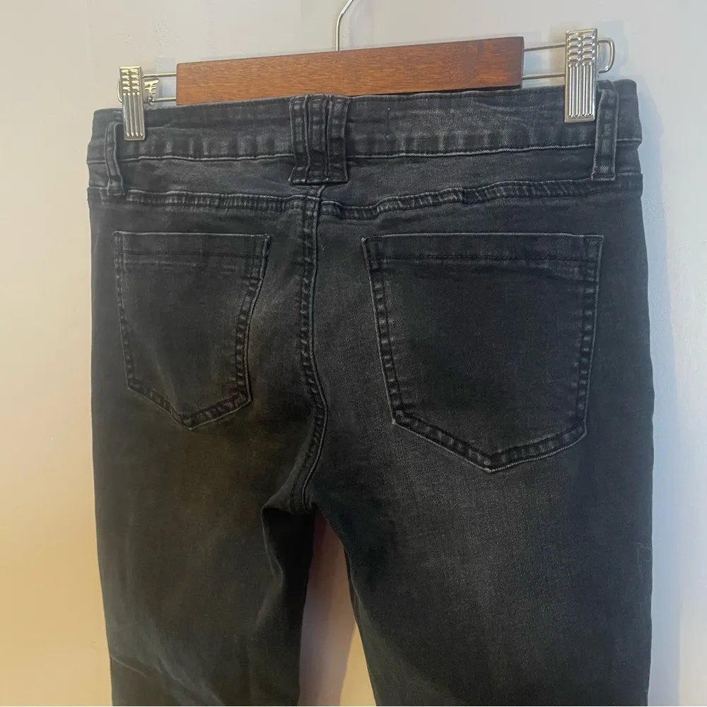 Ashley Mason Black Moto Skinny Jeans – Ankle Zip, Raw Hem, Size 5 Juniors - Image 9