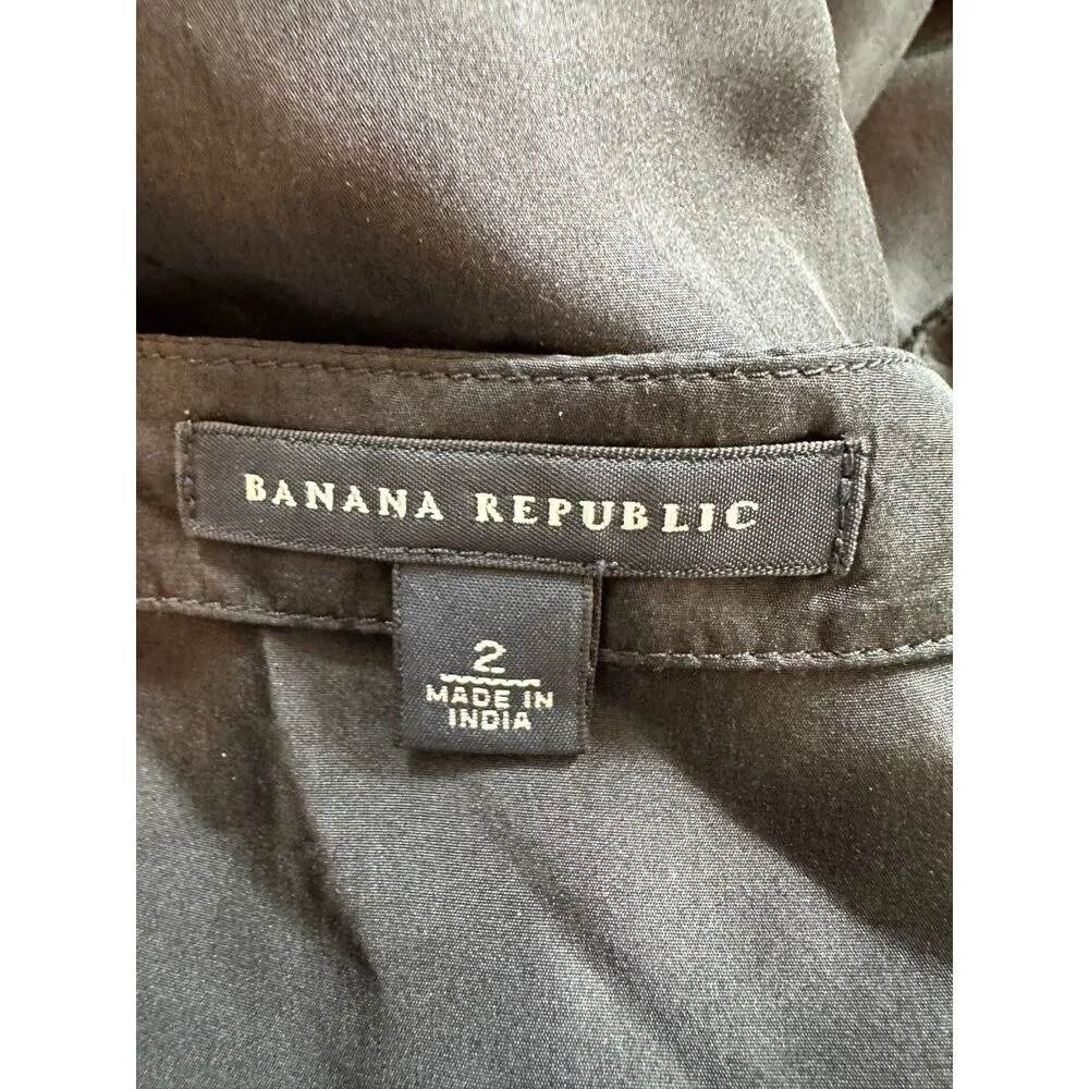 Vintage 100% Silk Banana Republic Black Lace Shortsleeve Dress Size 2 - Image 5