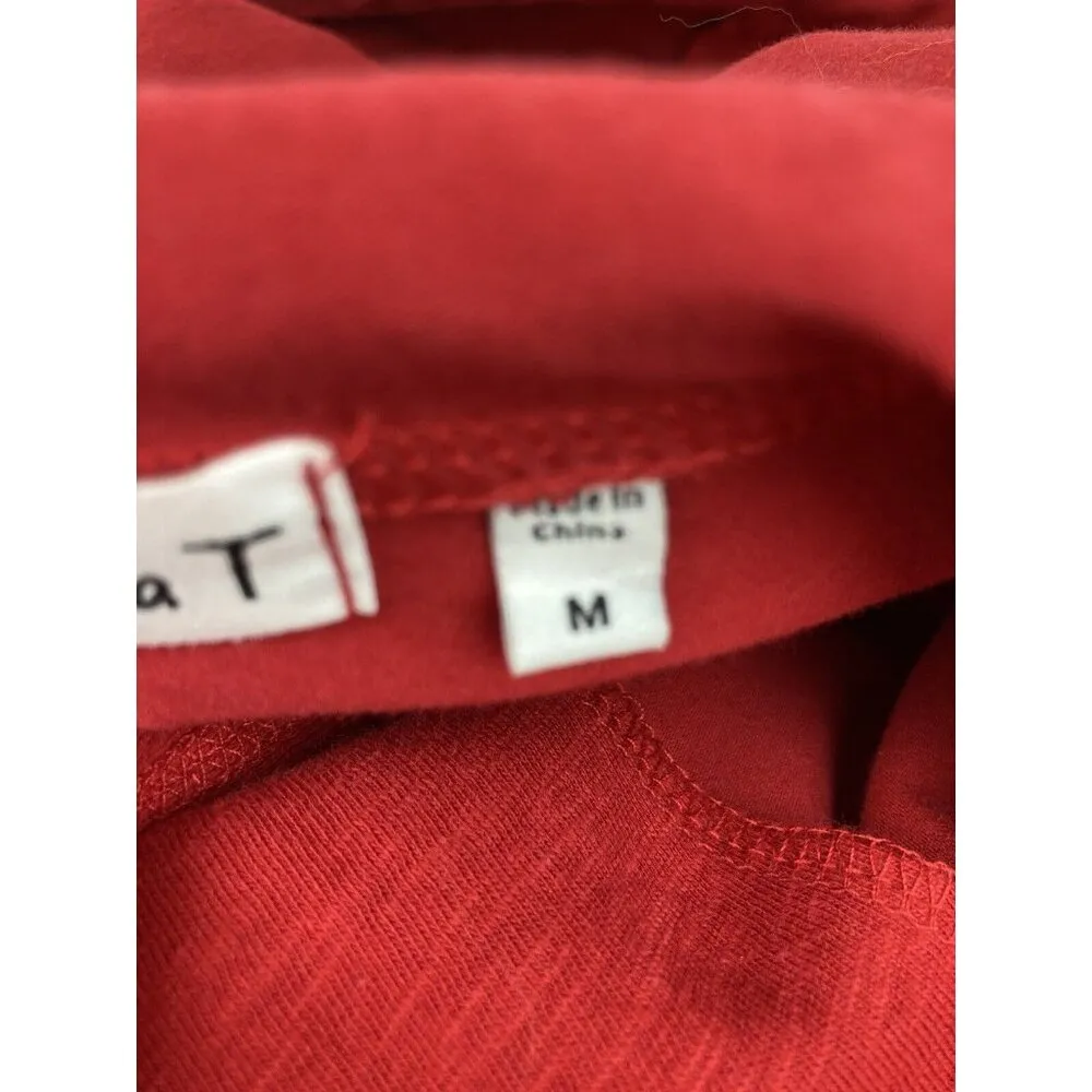 *Habitat Button Front Hooded Lightweight Jacket Womens M Red Deconstructed Seams - Image 6