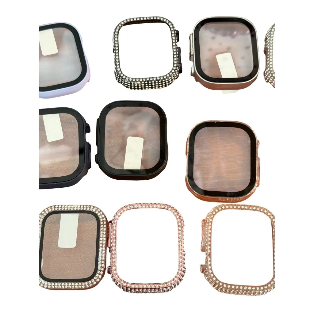 Assorted Apple Watch Cases Bands Compatible 40mm/44mm/45mm Rhinestone Plain Black - Image 5