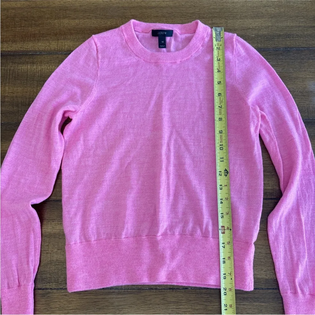 J. Crew Women's Hot Pink Merino Wool Crewneck Thin Knit Long Sleeve Size XS - Image 6