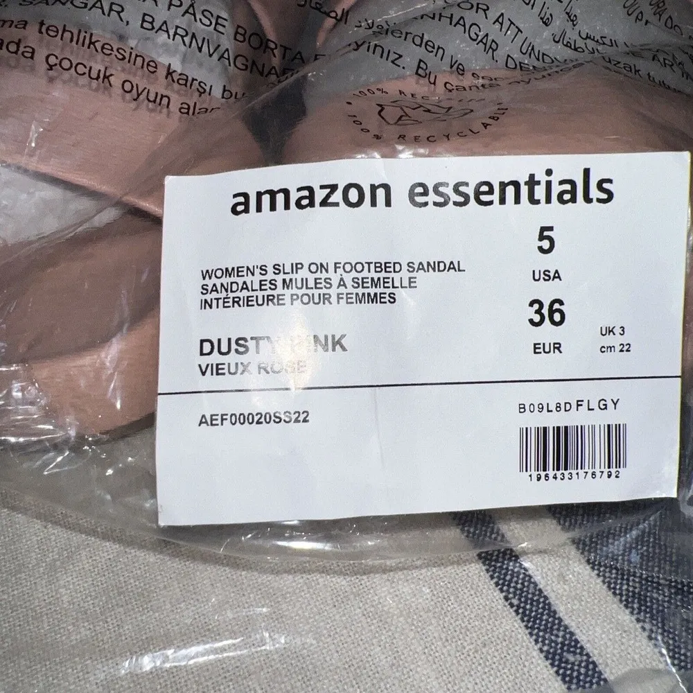 Amazon Essentials Women's Two Band Slide Sandal Dusty Pink Size 5 NWT - Image 9