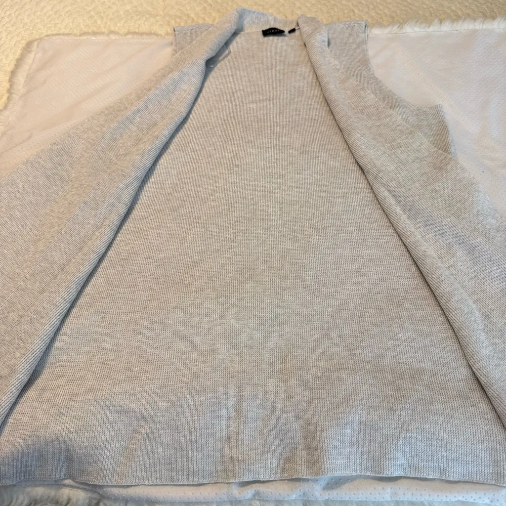 Cyrus Waffle Knit Light Gray Open Front Cardigan Vest Women’s XL Lagenlook - Image 9