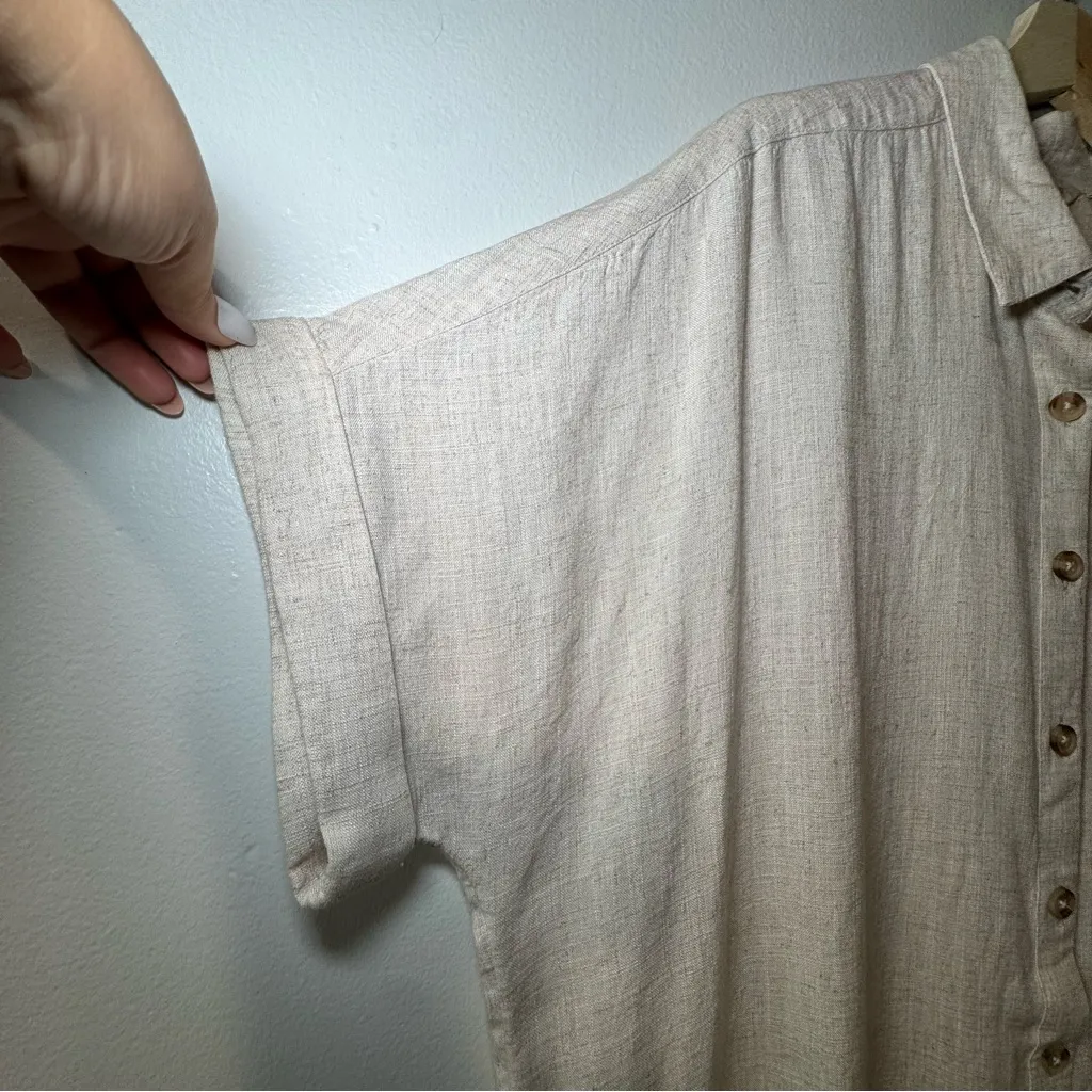 Soft Surroundings Shirt Womens L Oatmeal Crinkle‎ Coastal Gran Lagenlook Cottage - Image 4