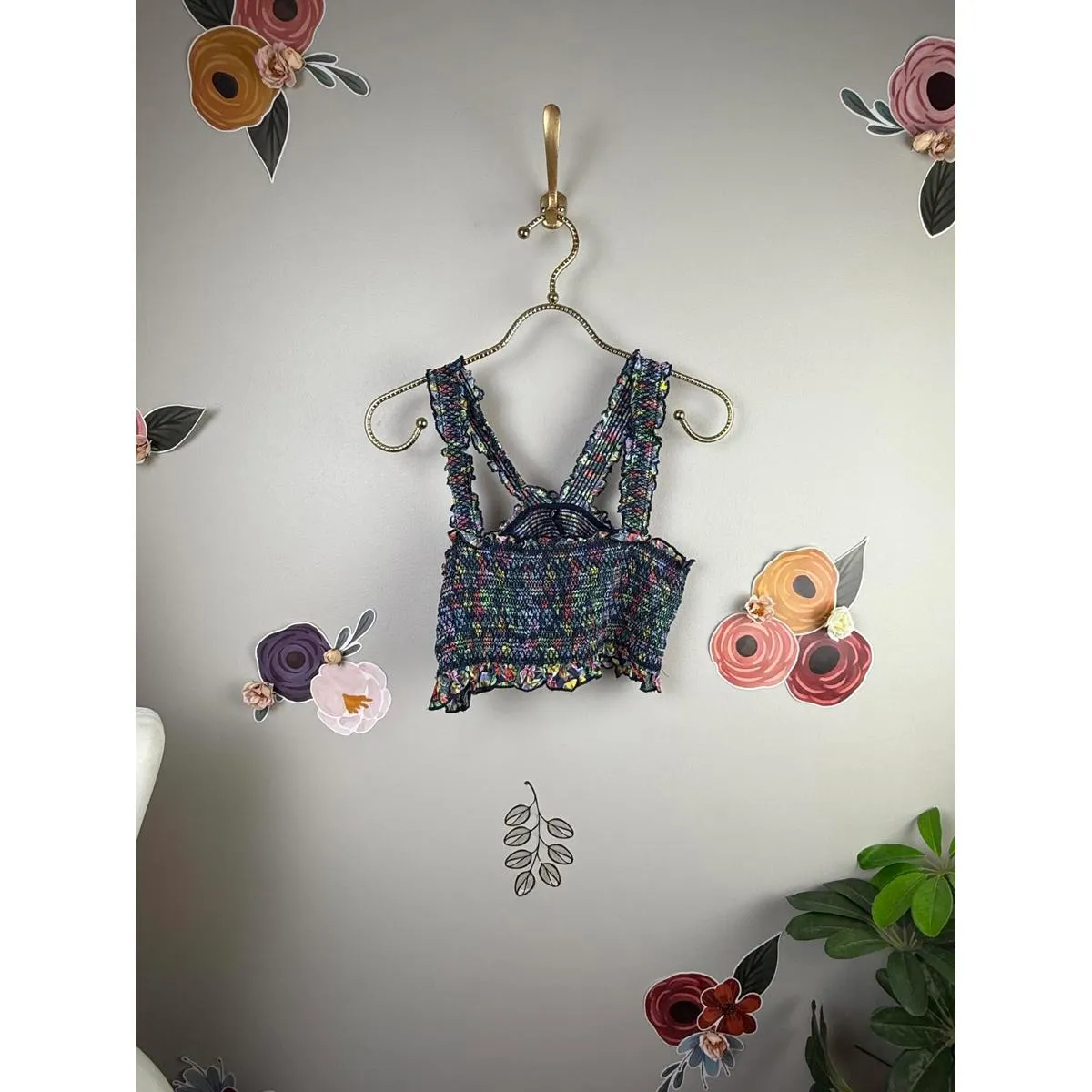 Out From Under Colorful Cropped Smocked Tank Top - Size - Large - Image 2