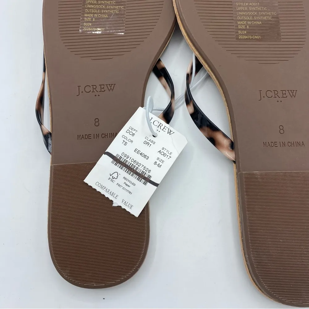 J. Crew Easy summer flip-flops tortoise shell size 8 beach resort cruise vacay - Image 4