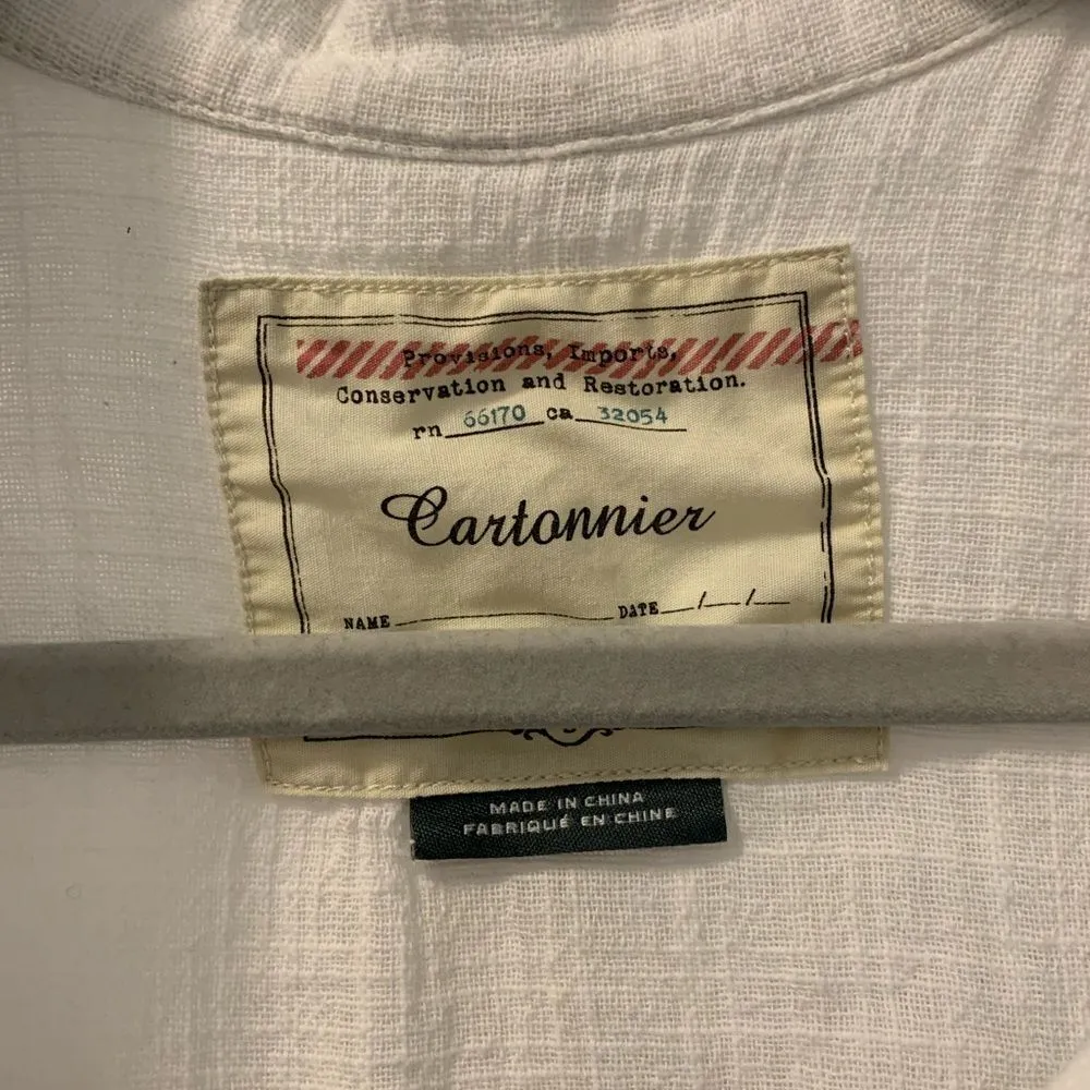 Cartonnier Anthropologie 100%Cotton Cropped Top Jacket Size Small Oversized White - Image 4