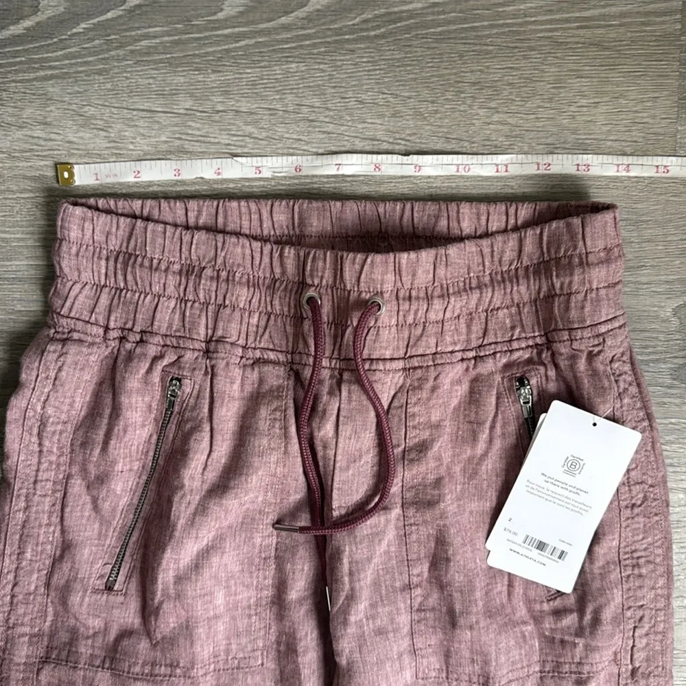 NEW ATHLETA Cabo Pink Linen Drawstring  Pants 2 - Image 6