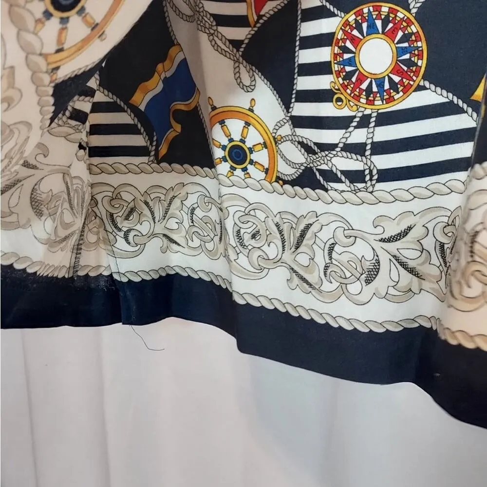 Kathie Lee Vintage 90’s Black White Nautical Sailor Beach Wrap Pencil Mini Skirt Size 8 - Image 6