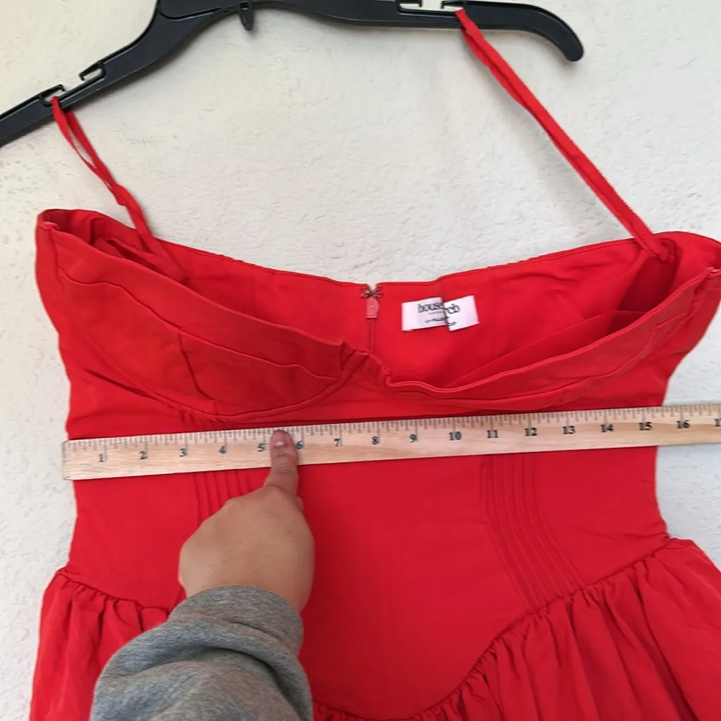 HOUSE OF CB‎ 'Elizabeth' Italian Tomato Strapless Midi Sundress NWOT - Image 6