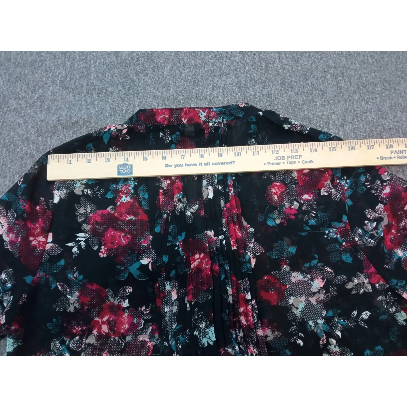 American Rag Women's Blouse Sheer Floral Dark Romance Fairygoth Grunge Size S Black - Image 5