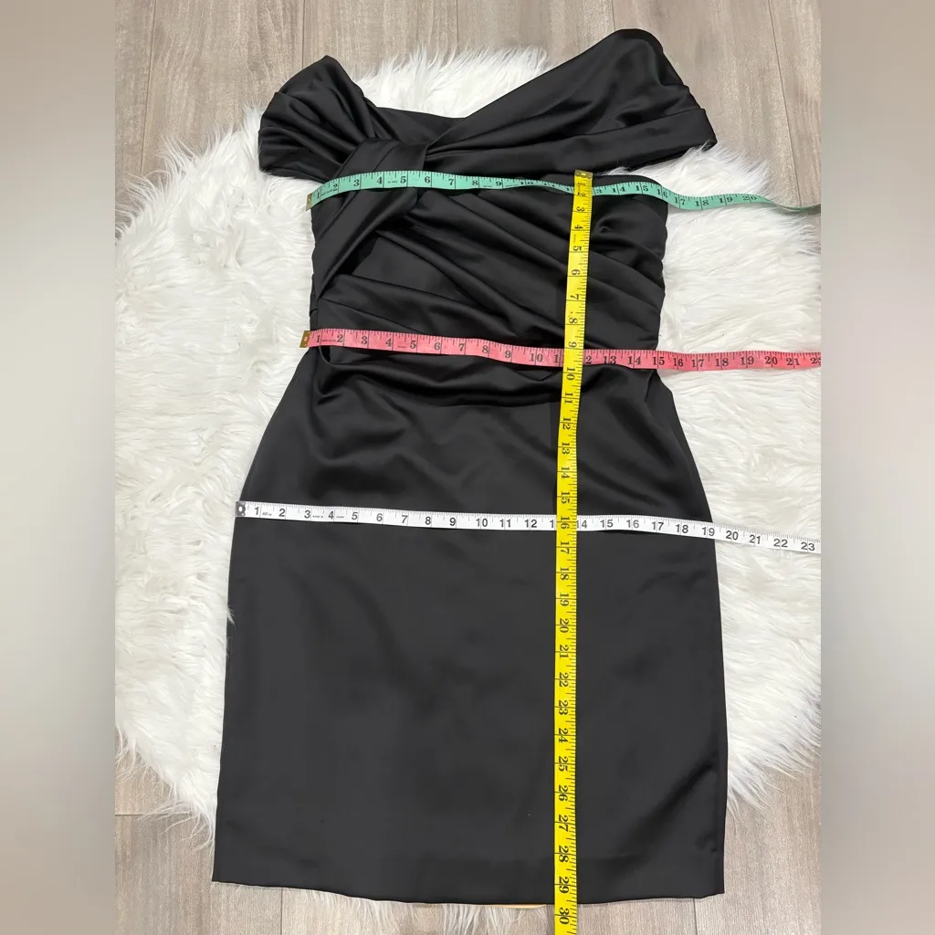 David's Bridal One Shoulder Black Dress Size 6 - Image 3