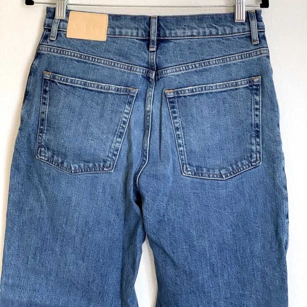 NEW Everlane The Way High Raw Hem Straight Jean in Mid Indigo - Image 6