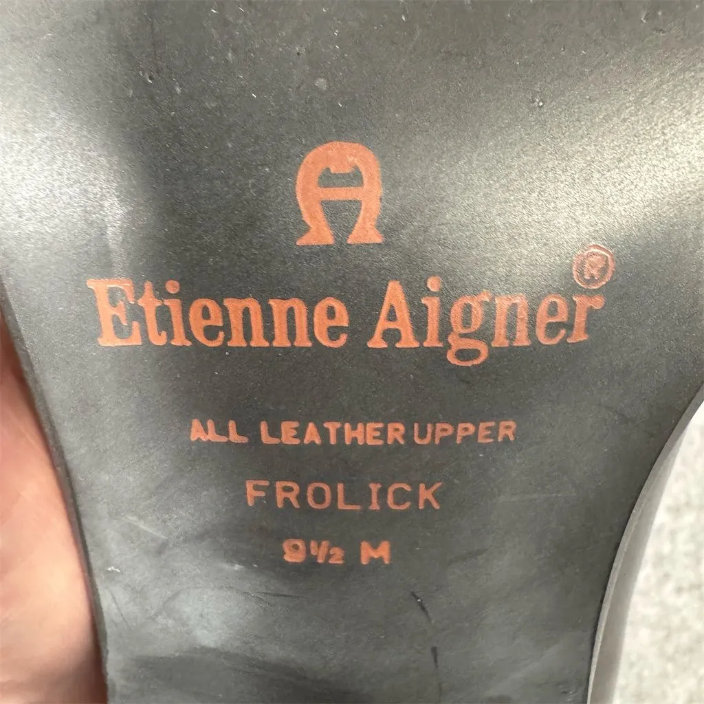 Etienne Aigner Women's Black Y2K Leather Loafers Size 9.5 Casual Flats - Image 7