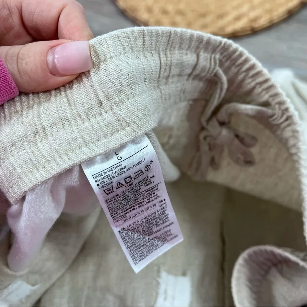 Linen high waisted shorts w/‎ stretchy waistband oatmeal beige - Image 7