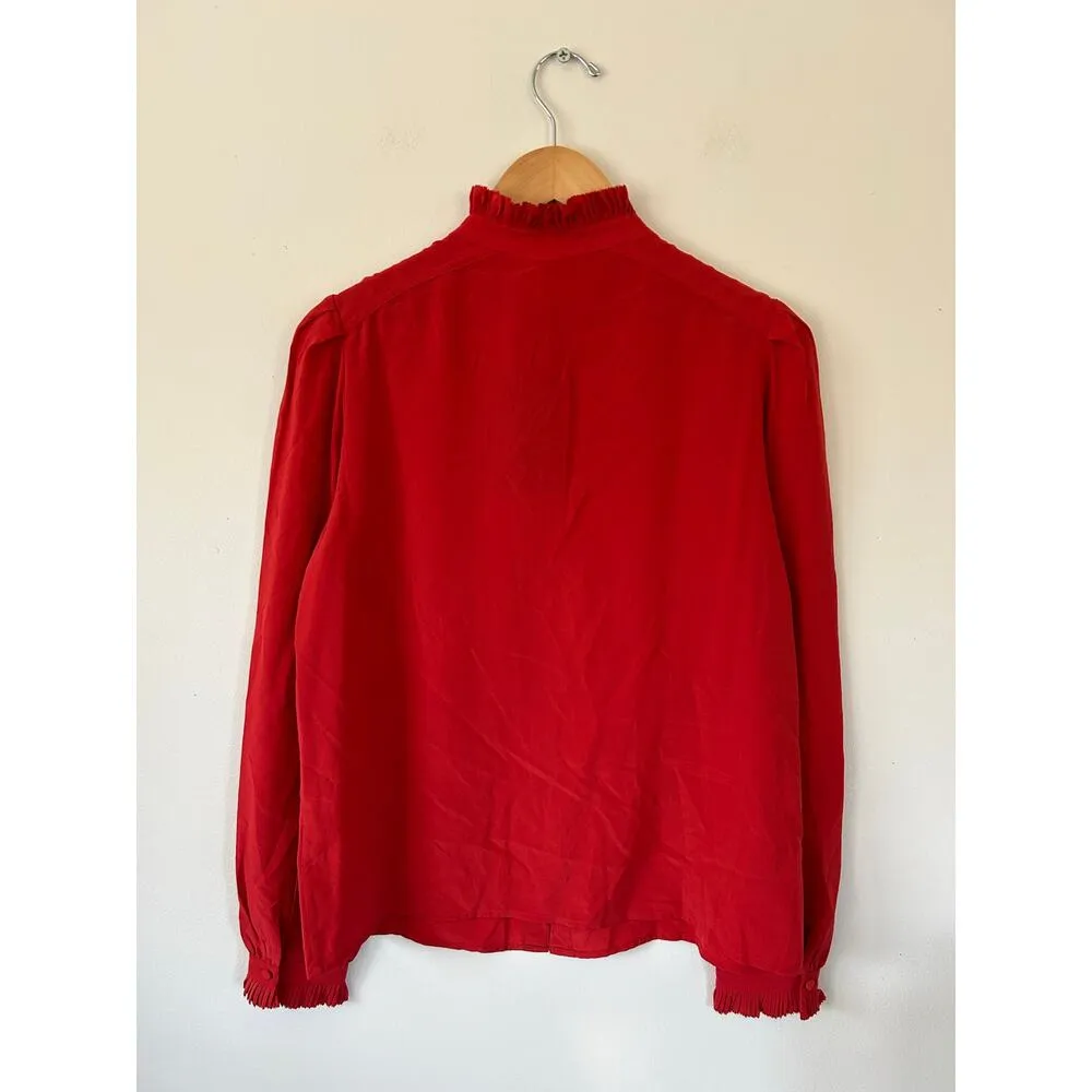 Zadig & Voltaire NWT Deluxe Taccora silk blouse red size S ruffles - Image 3