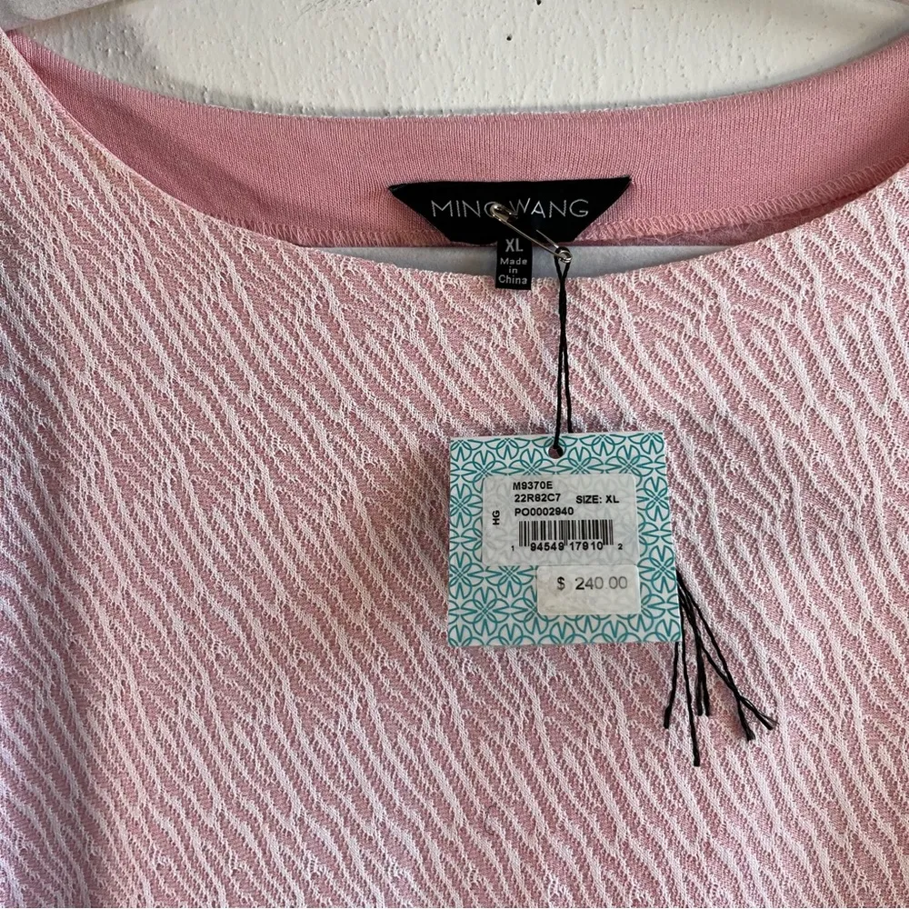 Ming Wang Dress Pink & White Lace Trim Open Sleeve Knit Dress Sz XL NWT *Flaw* - Image 12