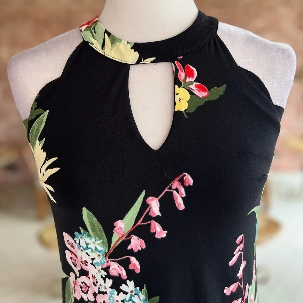 Candie’s Black Floral Halter A-Line Mini Dress XS - Image 4