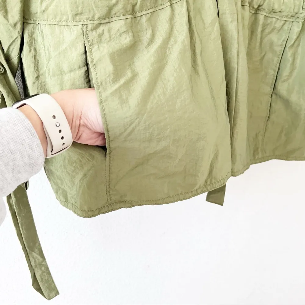 CINQ À SEPT Emeline Ruched Sleeve Jacket in Olive Green - Image 5