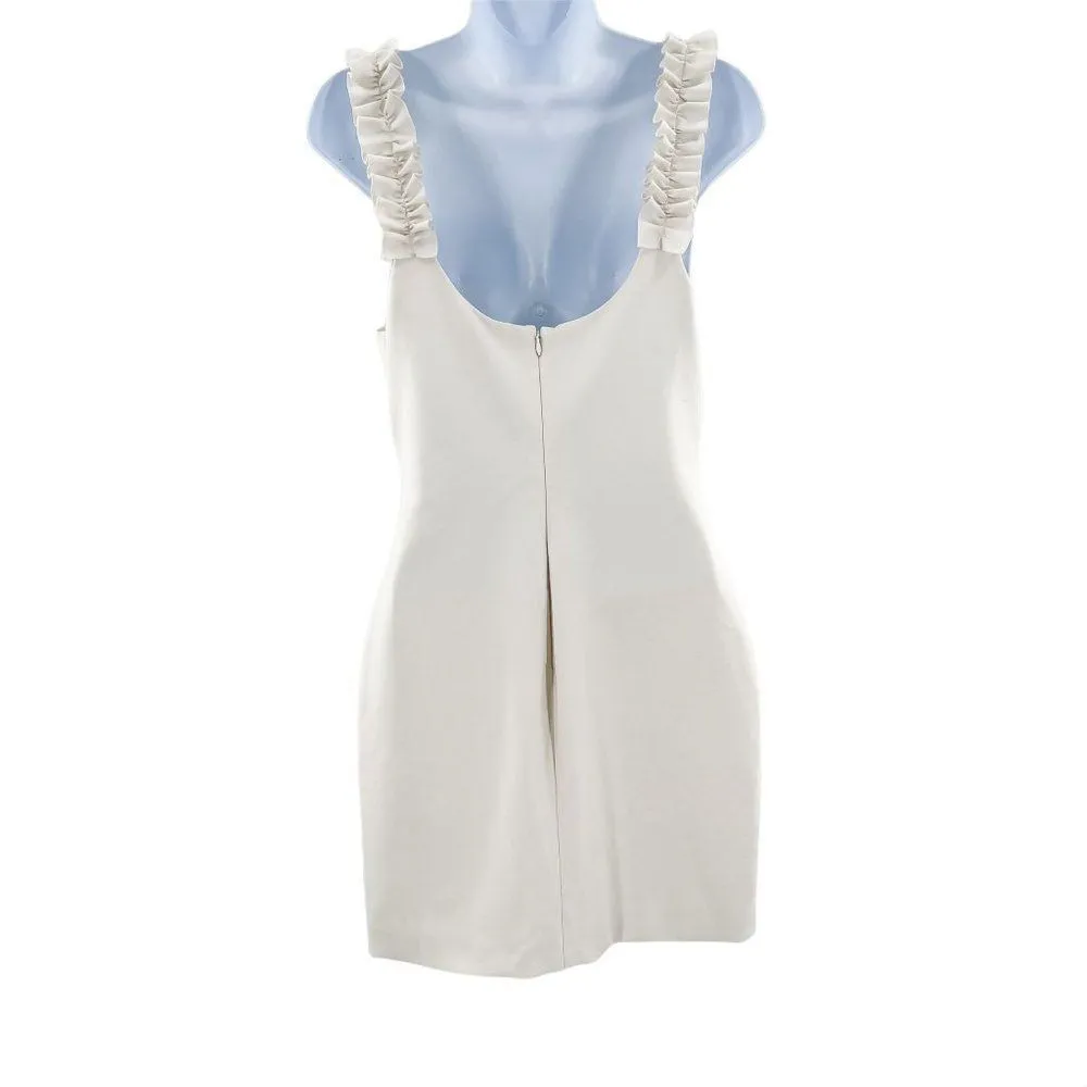Likely Revolve Elana Sleeveless Ruffle Strap White Fitted Sheath Mini Dress - Image 5