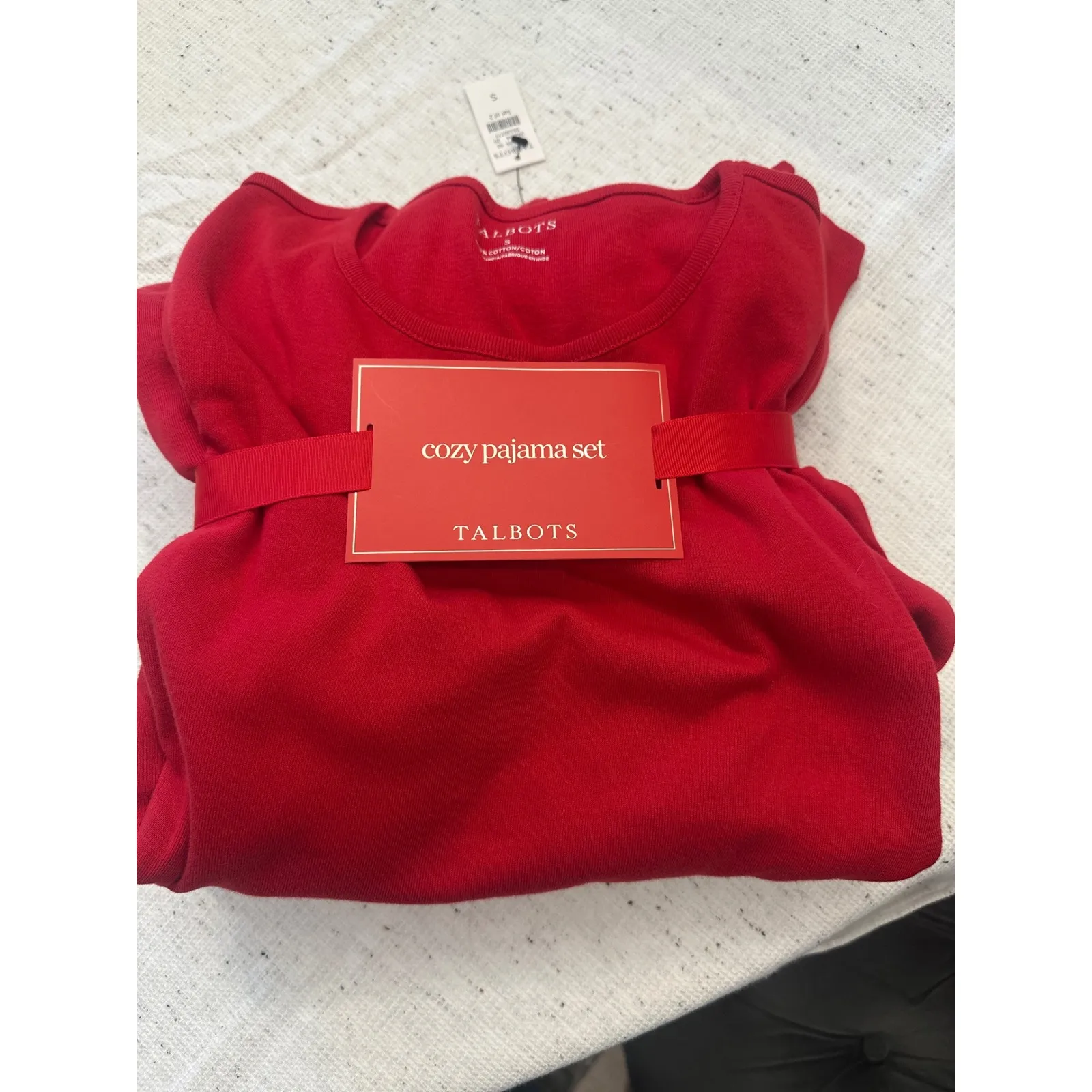 Talbots NWT Women's solstice Red Plaid Cozy Pajama Set Long Sleeve Pants Size S - Image 2