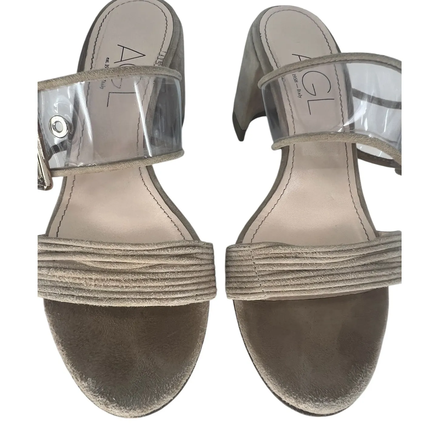 AGL Transparent Buckle Strap Mule Sandals Tan Size 6 - Image 6