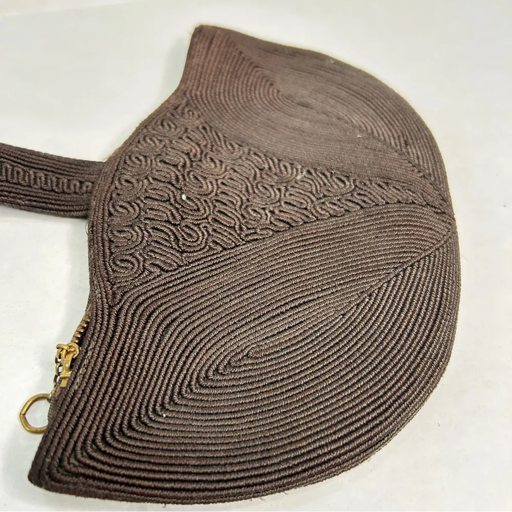 Vintage Crocheted Small Purse Lined Brown - Image 5