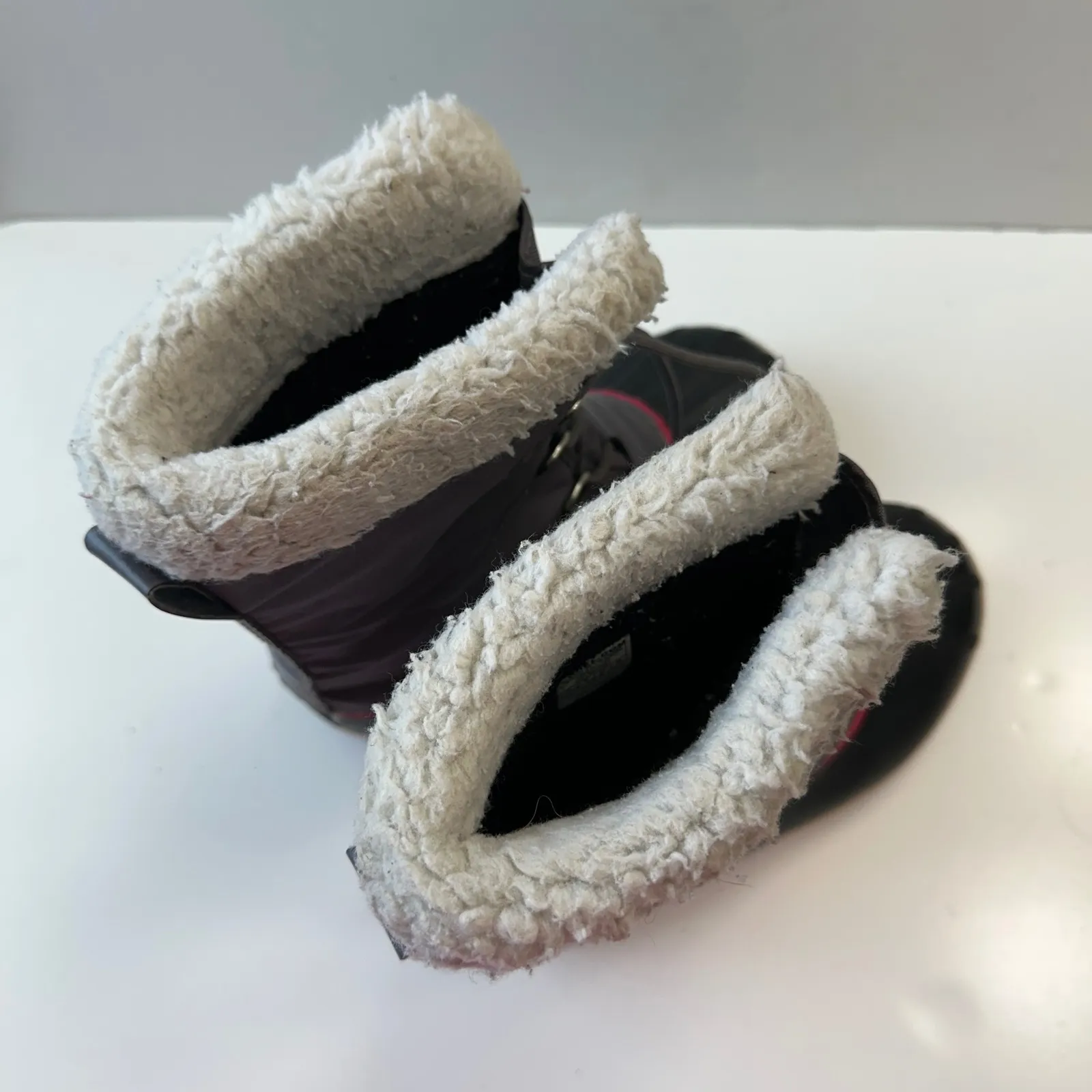 Sorel Waterproof Winter Snow Boots Faux Fur Trim Lace Up Gray Pink Women Size‎ 5 - Image 13