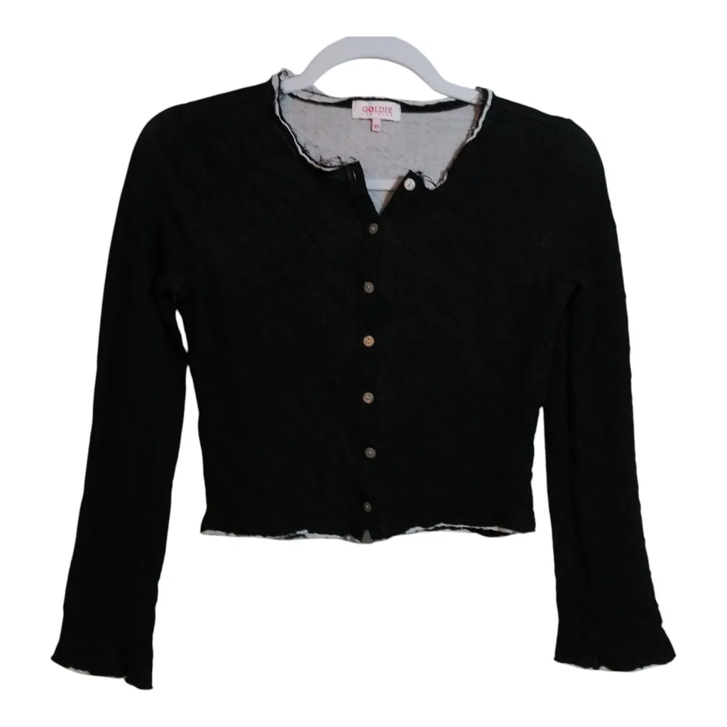 Goldie Chloe Cardigan Double-Layer Cotton Jersey Knit Black Size Xs - Image 2