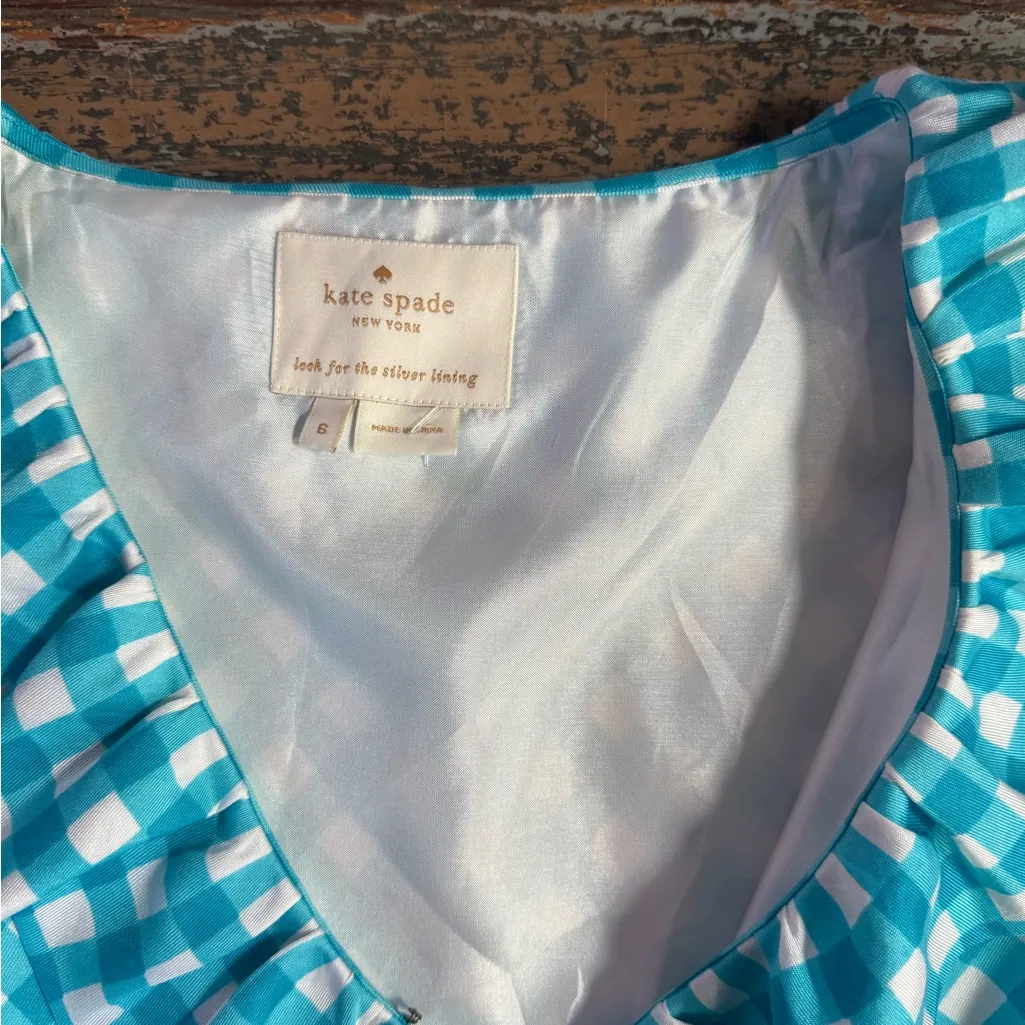 Kate Spade Aubrey Silk Blend Gingham Wrap Mini Dress ~ Size 6 🧡🍄 - Image 7