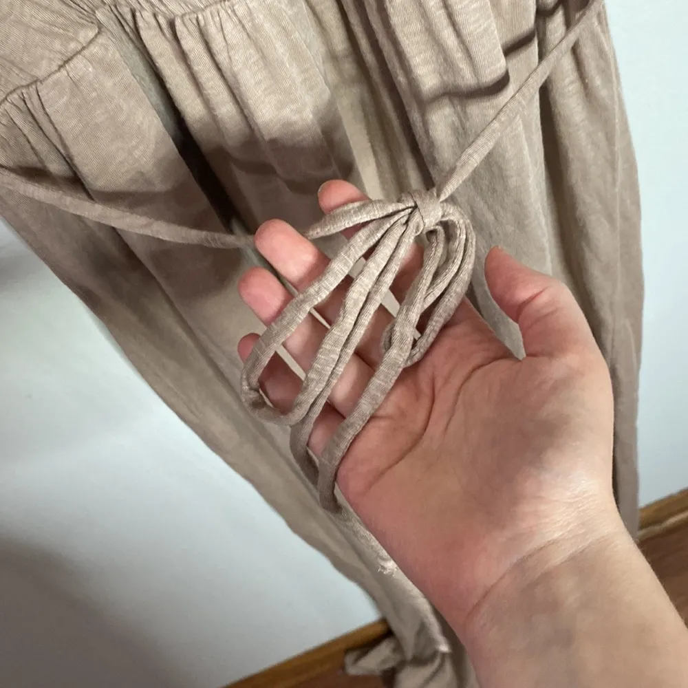 La Made sandy beige faux wrap column Grecian maxi dress with side slit size L - Image 7