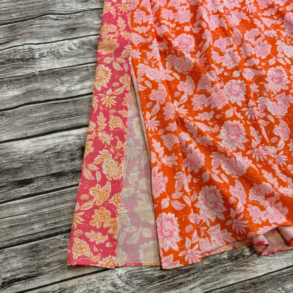 French Connection Women's Cossette Vero Crepe Midi Dress 6 Pink Orange White - Image 8