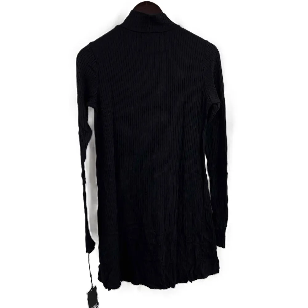 Michael Lauren Sweater Dress Black Ribbed Mock Neck Long Sleeve Tunic Small - Image 4