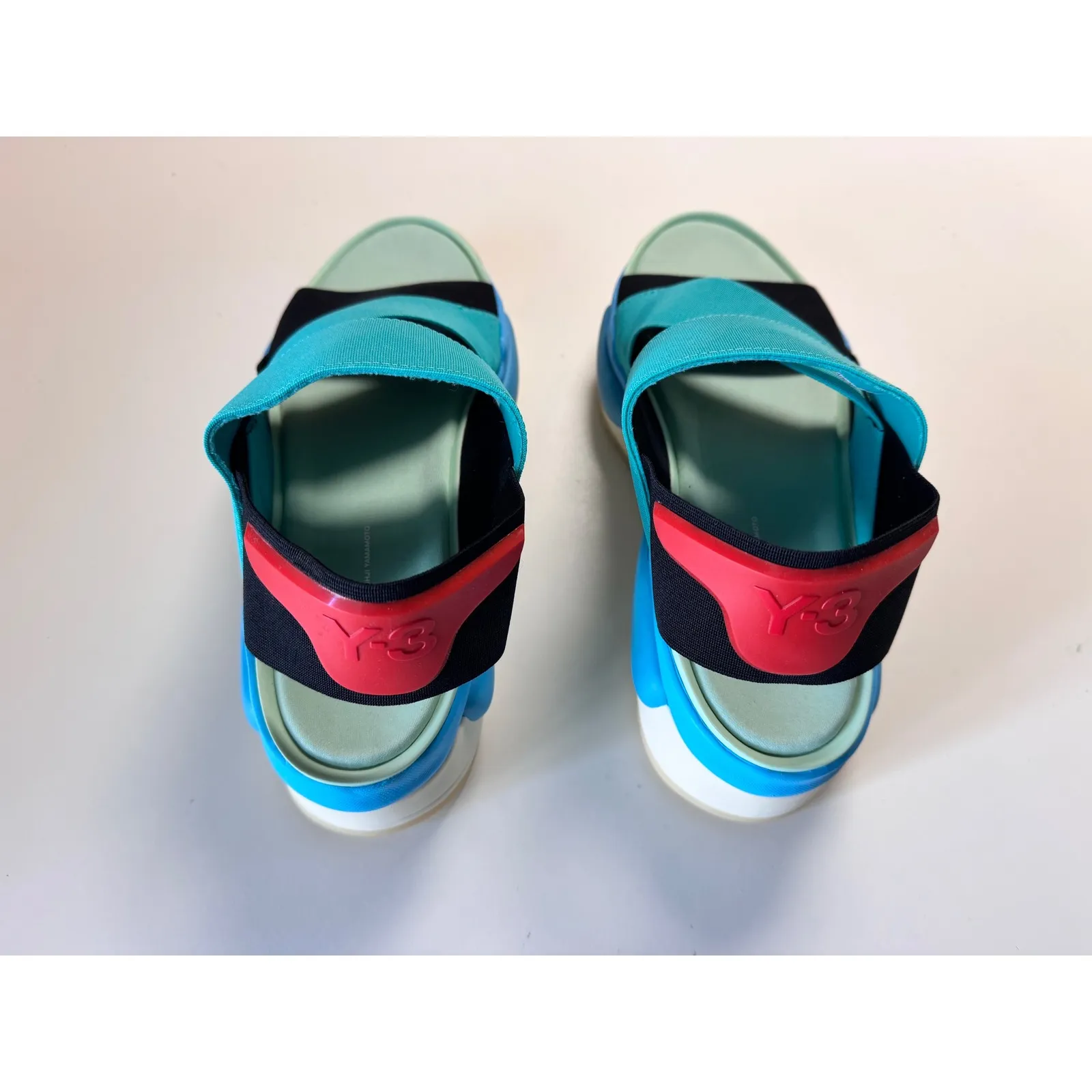 Y3 Hokori SandalBlack Aqua Red Platform Sport Style Women US 9.5 Black - Image 7