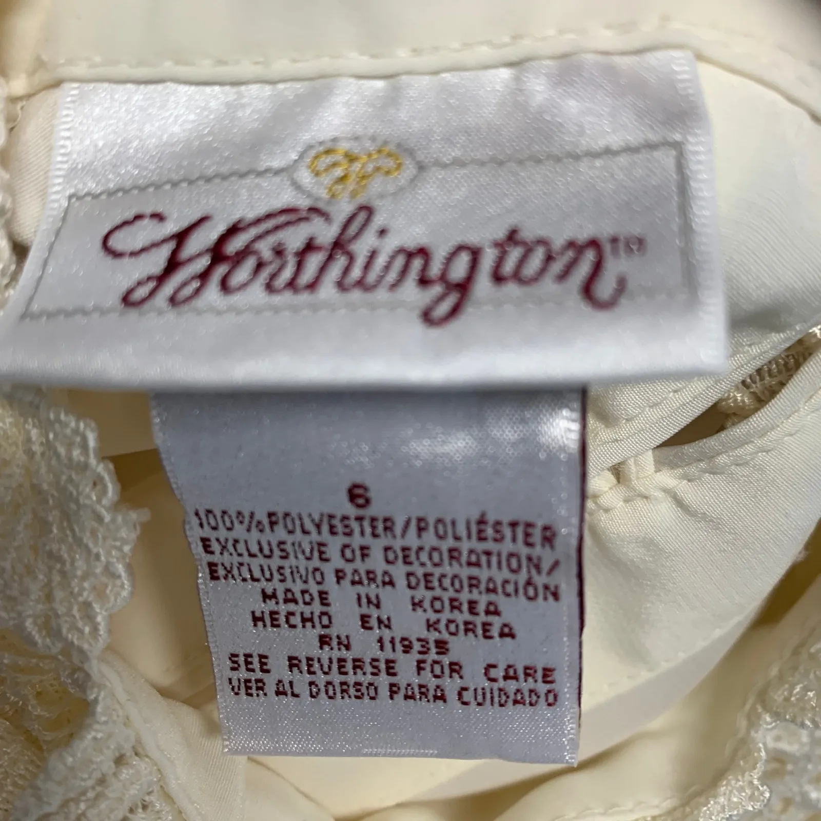 Vintage Cream Pleat Front Lace High Neck Blouse Sz 6 - Image 10