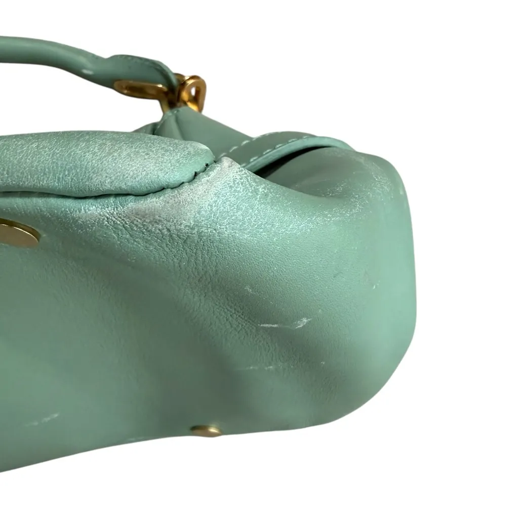 Jimmy Choo Tulita Shoulder Bag Sage Green Leather Chunky Buckle‎ Front Summer - Image 9