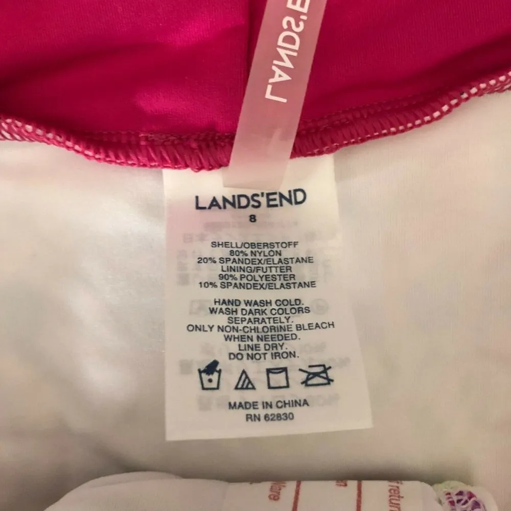 Lands End Bikini Bottom Stretch Floral Pink Purple Size 8 - Image 3
