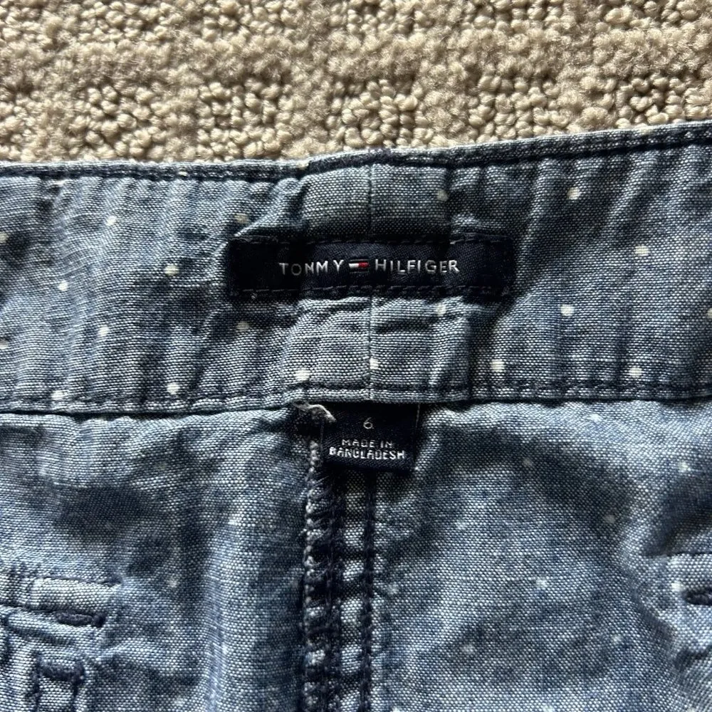 Tommy Hilfiger Womens Size 6 Blue Denim Polka-dot Pencil Skirt W/Pockets Buttons - Image 8