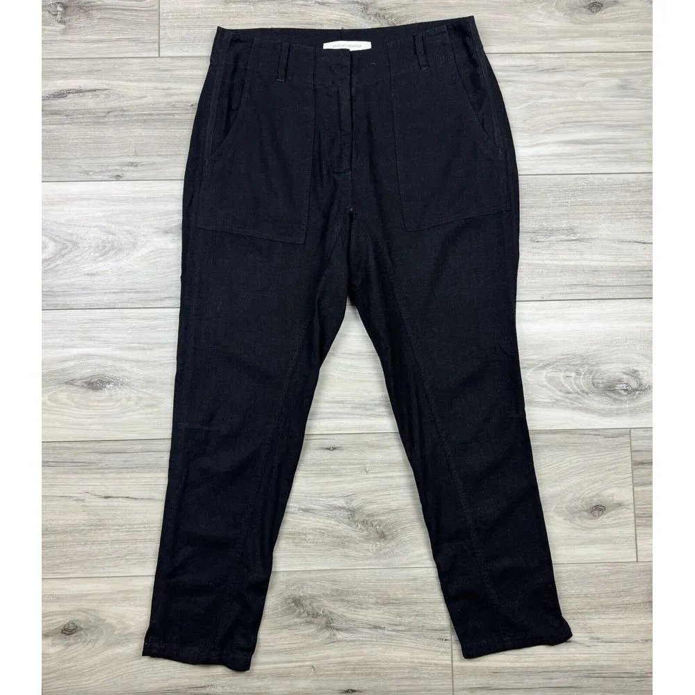 BROCHU WALKER‎ Clover Pants Linen Blend Black Straight Trouser Sz XS - Image 3