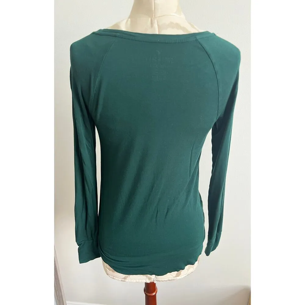 AEO Junior's Soft & Sexy Green Long Sleeve Jegging T-shirt XS - Image 5